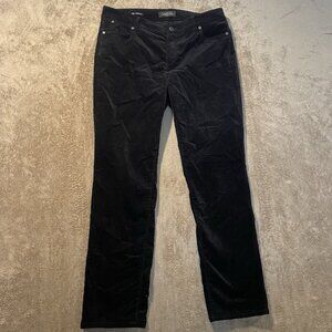 Talbots Pants Womens 10 Petite Black Velour Straight Leg Flawless Pocket Mid